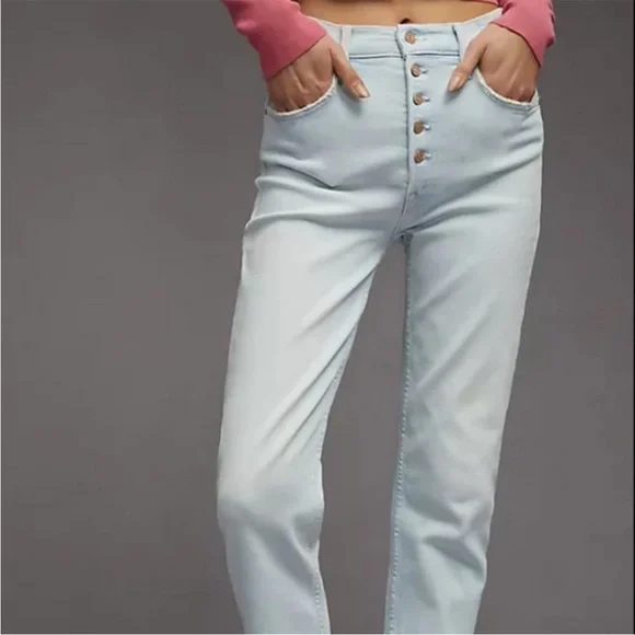 MOTHER The Pixie Tomcat Ankle Button Fly Jeans Pina Colada Paradise Size 25 - Picture 4 of 15